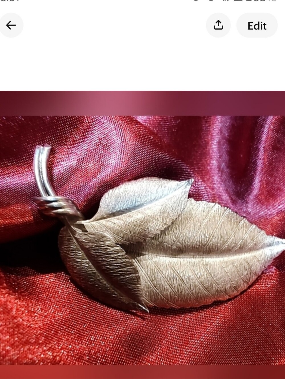 Vintage Sterling Silver Leaf Brooch